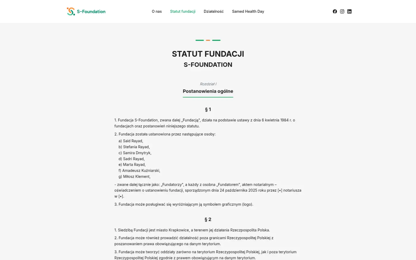 Statut fundacji